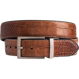 Greg Norman Men's Reversible Croco Print Leather Golf Belt Tan/Black 32