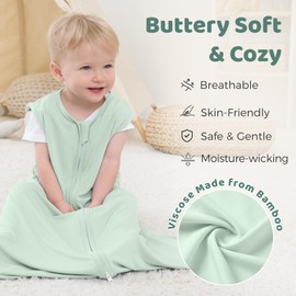 Freelooper Baby Sleep Sack Wearable Blanket, Viscose Made From Bamboo, Comfy Soft Lightweight 0.5 TOG, 12-18 Months, Large, Green