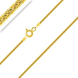 Planetys - Spiga Necklace 925/1000 Silver Gold-Plated 18 Carat Yellow Gold Width 1.4 mm 40-45-50-55-60-65-70 cm, Sterling Silver, spiga