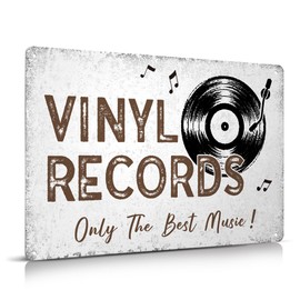 Moanlor Art Music Decor Vinyl Records Only The Best Music Metal Signs for Garage Bar Patio Home Decor Gifts Vintage Retro Rustic Metal Print 12"x8"