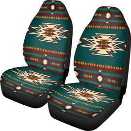 Dreaweet Aztec Car Seat Covers Front Seats Only,Native American Car Front Seat Protector,Universal Waterproof Seat Covers for SUV Trucks Sedan,Green
