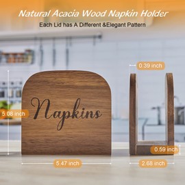 Napkin Holder for Table, ALELION Acacia Wooden Napkin Holders for Kitchen, Napkin Holder for Kitchen Dining Room Table Decor, Upright Wood Napkin Dispenser for Indoor & Outdoor Use
