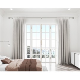 KAMANINA Silver Curtain Rod for Windows 66 to 120 Inch (5.5-10ft), 1 Inch Heavy Duty Curtain Rods 32 to 120, Long Decorative Single Drapery Rods, Twisted Cage End