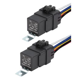 2 Pack Waterproof Relays and Harness Kit 40A 14V DC, 5 Pin Relay with Heavy Duty Copper Wires for Horns Starters Radiator Motor Fans
