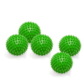 Pack of 5 Massage Balls with Nubs, Nub Balls, Hedgehog Balls, Arthro Sensory Ball, Not Inflated, Hardness Can Be Varied Yourself, Diameter 8 cm, Green