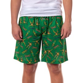 INTIMO Teenage Ninja Turtles Lounge Shorts Men's Cowabunga Sleep Pajama Bottoms For Adults (Small) Green