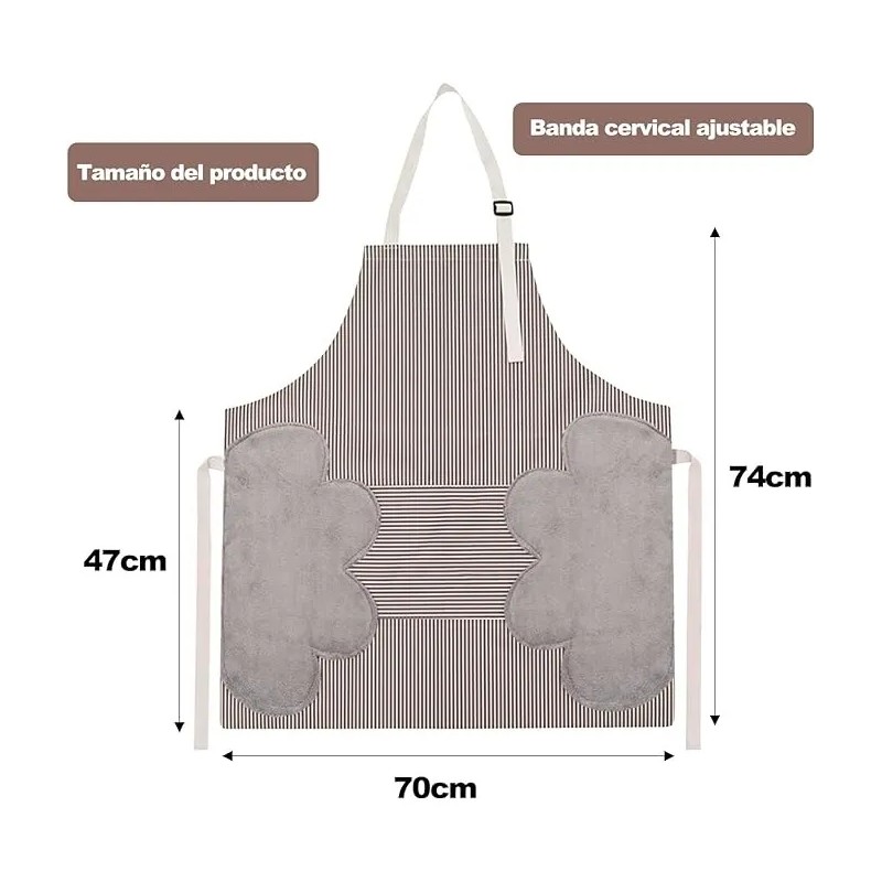 2 Pzs Mandil Delantal Impermeable Ajustable Para Chef Mesero Negro/café