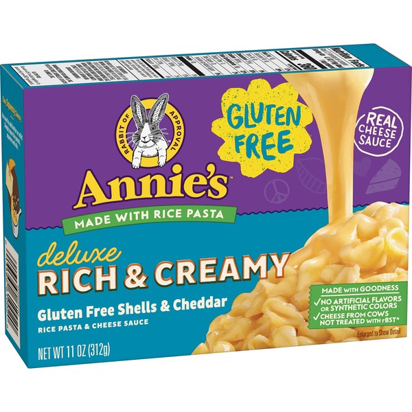 Annie's Gluten Free Macaroni and Cheese, Rice Pasta & Extra Cheesy Cheddar Sauce Mac and Cheese, 11 oz Box (Pack of 6)