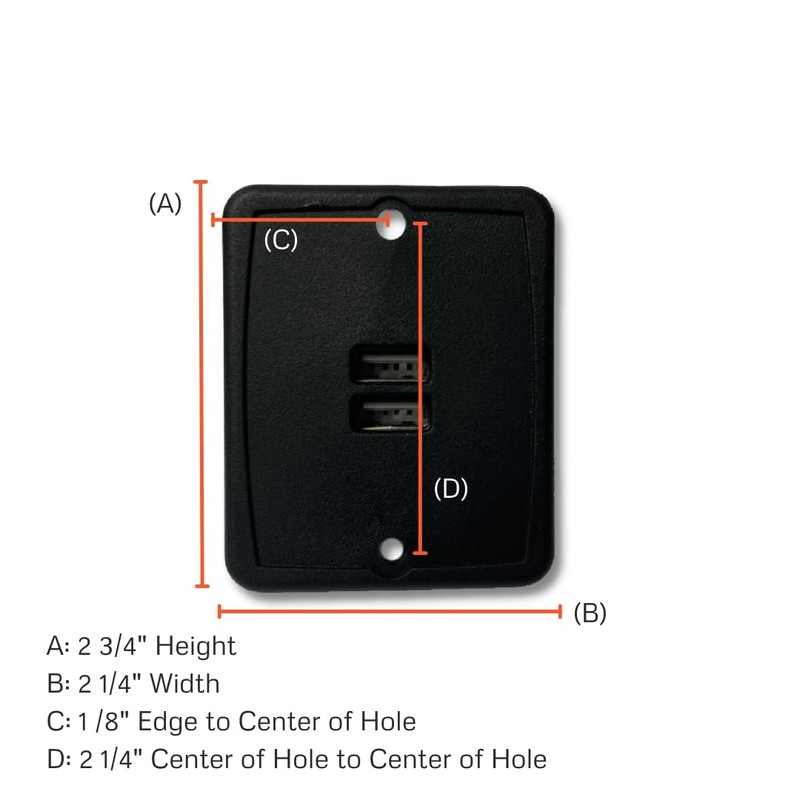 MOGGED RV Dual-Port USB Charging Outlet 5V Black Trailer Camper