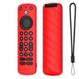 LEFXMOPHY Case Cover Compatible with Alexa Voice Remote Pro 2022, Red Silicone Protective Cover Skin Funda with Lanyard