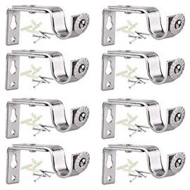 Creatyi Set of 8 Curtain Rod Brackets for 3/4 or 5/8 Inch Rod (Silver)