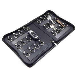 OFFIDIX Portable Zippered Key Case, Leather Key Organizer, Portable Manager and Landlord Key Holder Key Cabinet with 24 Key Hooks for Real Estate Agent, Hotel Manager