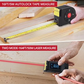 BINTA 2-in-1 Laser Tape Measure 164Ft/50M Laser Measurement Tool, 16.5Ft/5M Measuring Tape with LCD Digital Display, USB Charging for Measuring Area/Volume/Pythagorean, Laser level 2 Class, Output<1mW