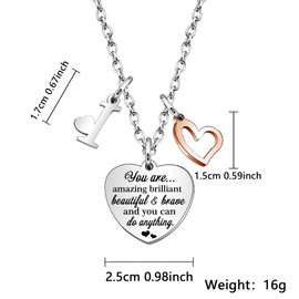 KENYG Necklace Gift for Boys Girls Heart Shape Pendant Necklaces With 26 Initial Letters,Inspirational Necklace for Daughter Niece Sistes Best Friends (I)