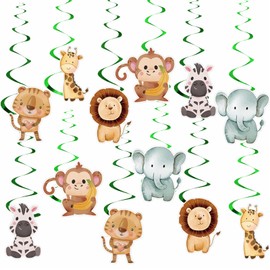 24 Pcs Jungle Theme Party Decorations, Wild One Birthday Decorations, Birthday Party Decorations,Hanging Vortex Decorations, Suitable for Party Decorations