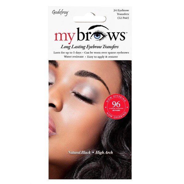 Godefroy MyBrows Long Lasting Eyebrow Transfers, High Arch, Natural Black,