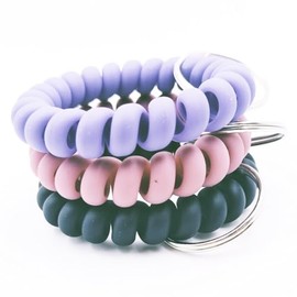 jtkdxqs 3PCS Stretchable Wristband Keychain with O Ring Spring Spiral Wrist Coil Band Bracelet Key Holder Key Chain for Women Outdoor