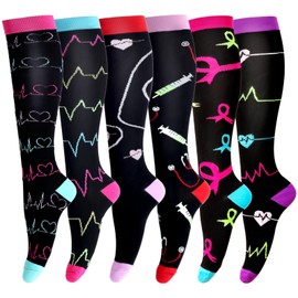 LEOSTEP Compression Stockings (6 Pairs) Women and Men Thrombosis Stockings Compression Socks for Sports, Flight, Running, Travel, Cycling, Pregnancy Nurse 20-30 mmHg (Medical, S-M)