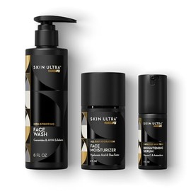 MANSCAPED Skin Ultra Daily Regimen - Esenciales Para El Cuidado De La Piel Masculina Con Limpiador Facial, Hidratante Facial Y Sérum Iluminador Formulado Con Un Complejo De Ceramidas Para Limpiar, Exf