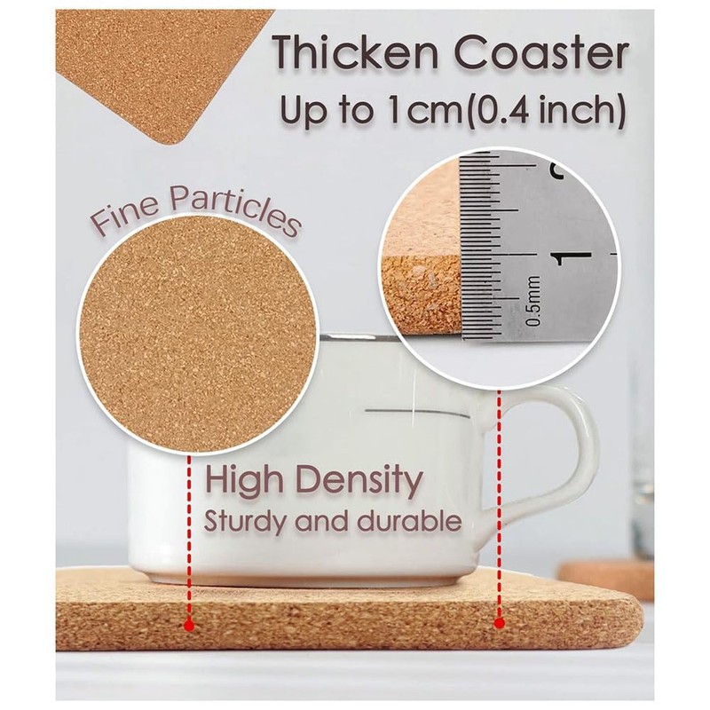 Cork Trivet, 6 Pcs High Density Thick Square Cork Trivets