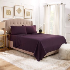 Empyrean Bedding King Sheet Sets - 4 Piece King Size Sheets - 14"-16" King Size Sheets with Deep Pockets - Soft Microfiber King Size Sheets Set - Fitted Deep Pocket King Size Sheets - Purple Eggplant