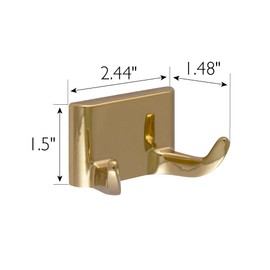 Design House 533307 Millbridge Classic Double Robe Hook for Bathroom Bedroom Closet or Office Polished Brass
