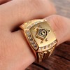 OAKKY Mens Stainless Steel Masonic Freemason Ring with Diamonds Biker