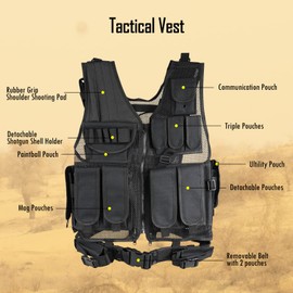 Sutekus Tactical Vest Ultralight Breathable Airsoft Paintball Vest Adjustable Lightweight Combat Vest for Games or Training