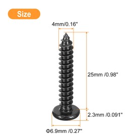 TA-VIGOR 100Pcs Self Tapping Screws, M4 Phillips Pan Head Screw, 25mm Round Head Tapping Screws, Stainless Steel Machine Wood Fasteners Bolts for Wood, Drywall, Furniture, Repairing, Black