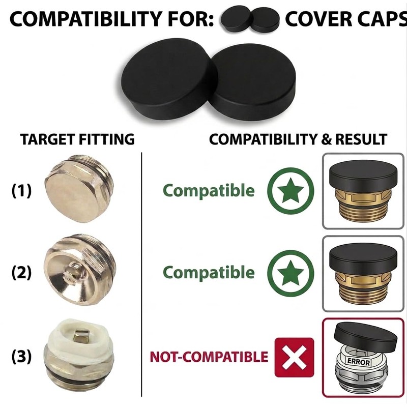 Turkish Zone Two Black Cover Cap for Towel Rail Radiator