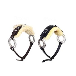 Lift Sports Black/Brown Hackamore Bitless Horse Bit English Western Adjustable Padded Fur Original Leather Bridle Equestrian Tack (Black)