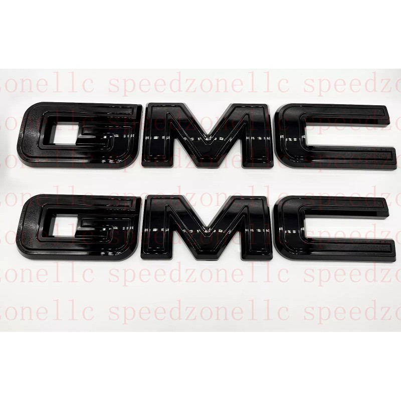 Auto Front Rear Gloss Black Emblem Overlay 2019-2024 GMC Sierra