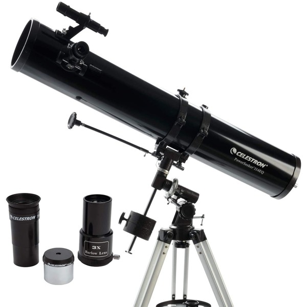Celestron - PowerSeeker 114EQ Telescope - Manual German Equatorial Telescope for Beginners - Compact and Portable - BONUS Astronomy Software Package - 114mm Aperture