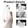 Bridal Bow Veil with Clip, White Short Tulle Wedding Hair