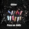MISUD Glitter False Nails Extra Long Coffin Fake Nails Shiny