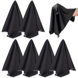SINLAND Microfiber Glass Polishing Cloths Large Size Thick Lintless Drying Towels for Wine Glasses Stemware Dishes Stainless Appliances 20 Inch X 25 Inch Pack of 6 Black