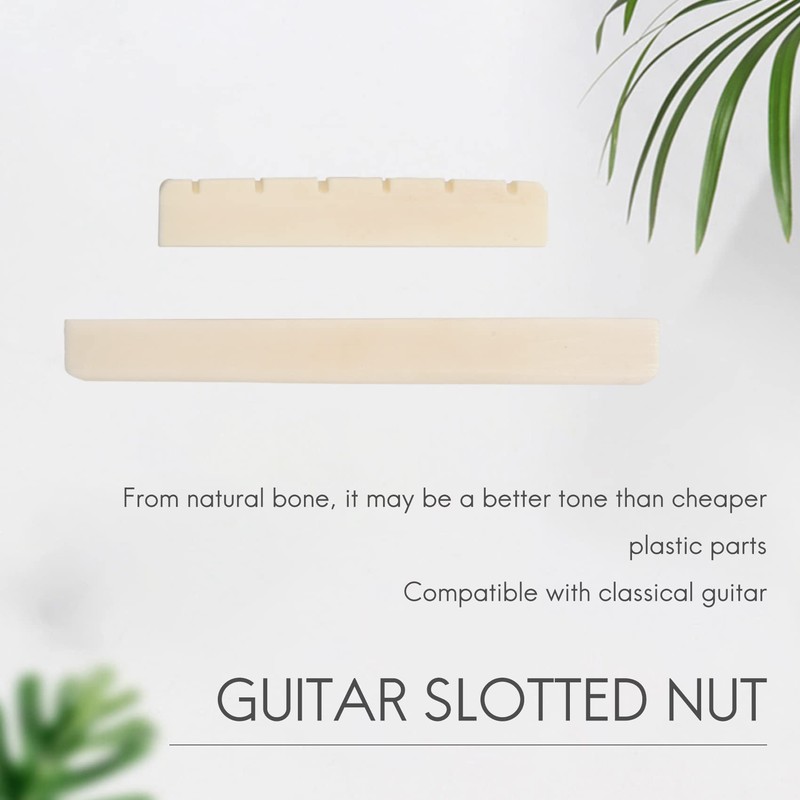 Classical Guitar Bone Slotted Saddle Nut Set