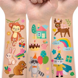 EMOME Temporary Tattoos for Kids, 140+ Styles 14 Sheets Animal Cartoon Fake Tattoos Stickers for Boys and Girls Party Favor Goodie Bag Fillers, Brithday Supplies Decorations