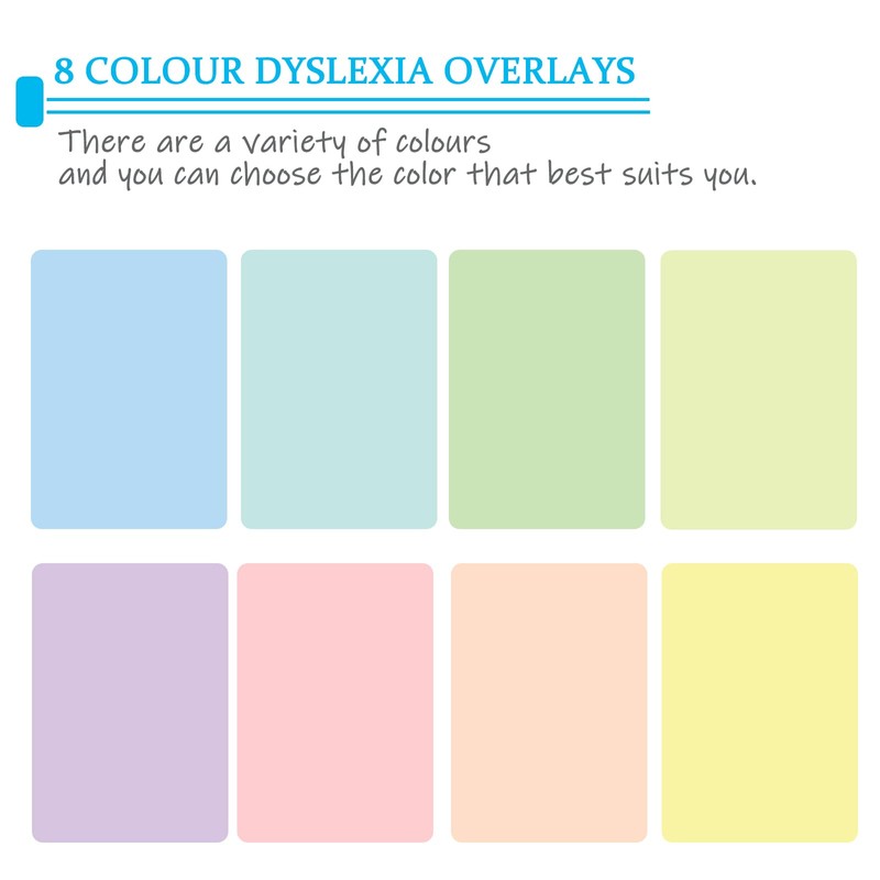 Wendergo 8x A4 Colour Overlays for Dyslexia, Dyslexia Reading Overlays