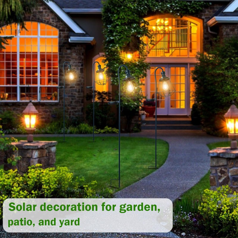 Solar Lights Outdoor Decorative Solar Retro Metal Lantern Yard Stake