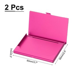 PATIKIL Bling Alloy Business Card Holder, 2Pcs Rhinestone Name Credit Card Organizer Bling Pocket Display for Women Office Exhibition, Rose Red