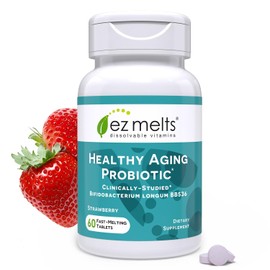 EZ Melts Dissolvable Healthy Aging Probiotic, Bifidobacterium Longum BB536 (2 Billion CFU), Sugar-Free, Probiotics for Women & Men 50+, 2-Month Supply - 1 Pack