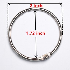 Loose Leaf Binder Rings Office Book Ring Clips 2 inch (20 Pack) for Index Cards Note Paper Metal Nickel Plated (Silver)
