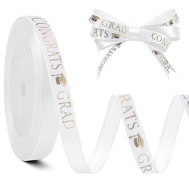 Graduation Ribbon Class of 2025 for Flower Bouquet 3/8 in 25 Yards White Ribbon Class of 2025 Graduation Ribbon Congrats Grad Ribbon Graduation Season Ribbons Class of 2025 Ribbon for DIY Craft Gift