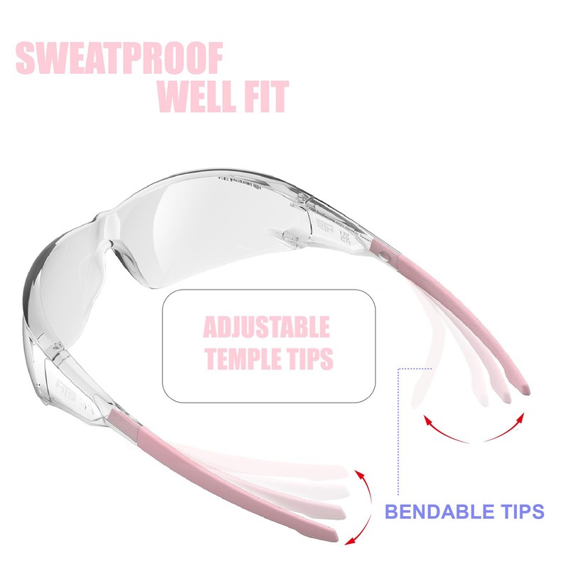 HTS HUNTERSKY S239 Protective Clear pink Small Safety Glasses women