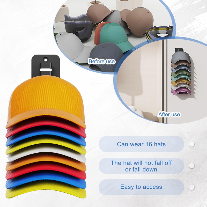panthra 2 PCS Hat Organizer for Baseball Caps, Strong Adhesive