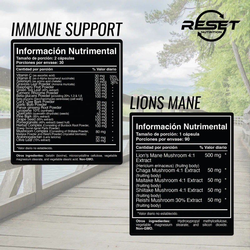Reset Nutrition Kit Lions Mane Energa Mental E Inmunidad Sin