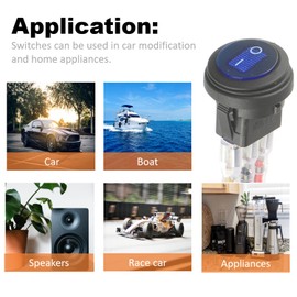 HUAREW 12V 20A Waterproof Toggle Switch Rocker Switch,Blue LED Lighted Switch,ON Off SPST 3 Pin,with Hot-Melt Terminals and Detachable Wires,for Marine Car RV Truck(5Pack)