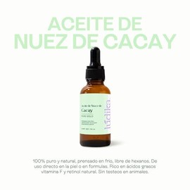 Aceite de Cacay 50 ml | Sérum Antiedad con Retinol Natural Vitamina A | Regenera Colágeno Elastina | Manchas Estrías Cicatrices | Brillo Cabello
