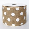 Leecogo Burlap Ribbon Wired,2 1/2”x10 Yard,White Polka Dots Rustic Ribbon
